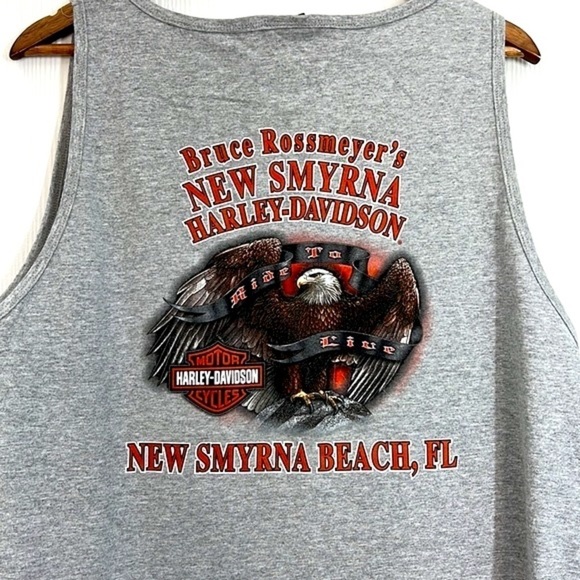 Harley Davidson - New Smyrna Beach HD Bald Eagle Ride To Live Gray Tank Size L - Picture 11 of 11
